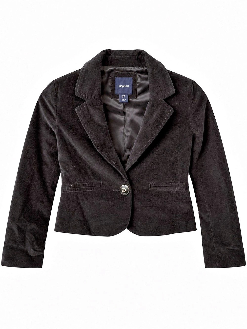 GapKids Girls Black Velvet Blazer Jacket Size S 6-7 Dressy Holiday Formal
